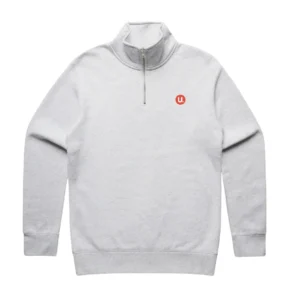 U Financial White Marle Stencil Half Zip Jumper - Unisex